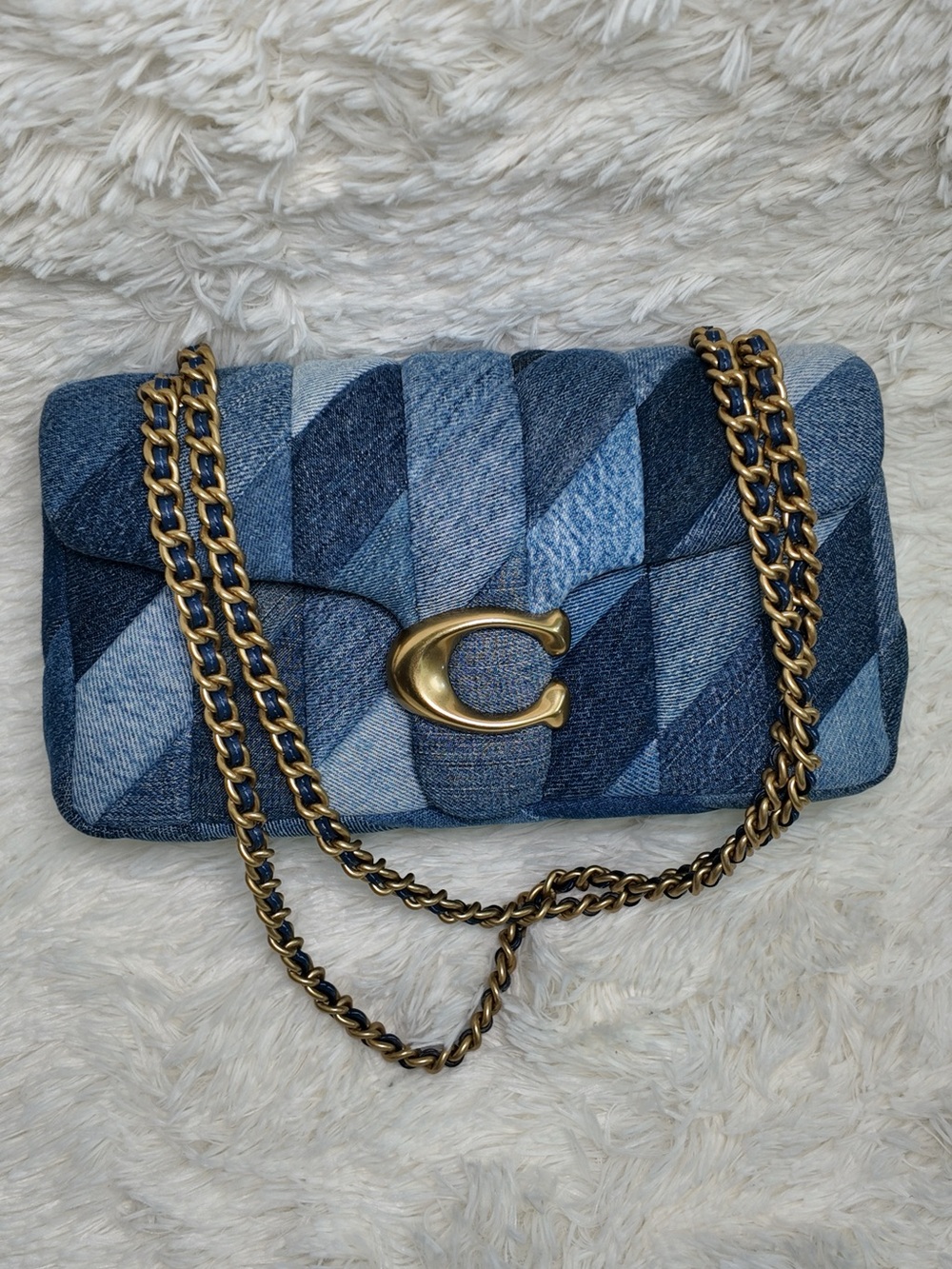 Coach Quilted Patchwork Denim Shoulder Bag